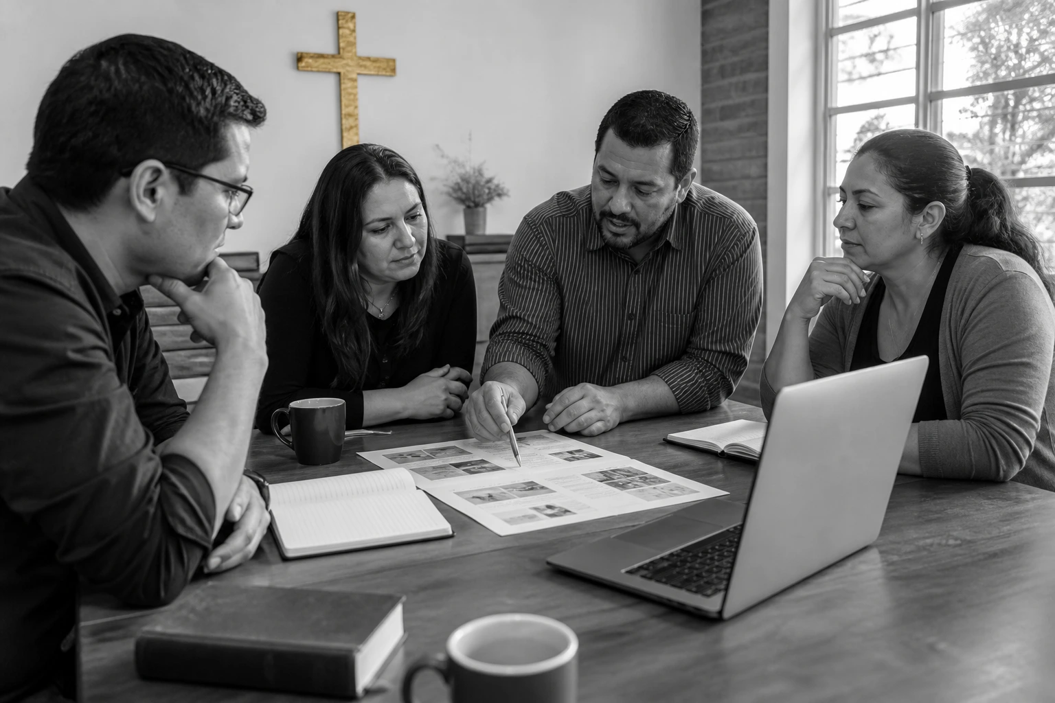 Equipo de una iglesia planificando juntos